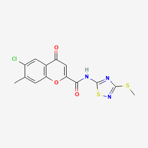 molecular formula C14H10ClN3O3S2 B4510187 6-chloro-7-methyl-N-[3-(methylthio)-1,2,4-thiadiazol-5-yl]-4-oxo-4H-chromene-2-carboxamide 