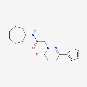 molecular formula C17H21N3O2S B4510202 N-cycloheptyl-2-[6-oxo-3-(2-thienyl)-1(6H)-pyridazinyl]acetamide 