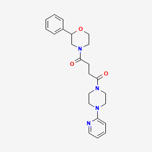 molecular formula C23H28N4O3 B4510228 4-{4-oxo-4-[4-(2-pyridinyl)-1-piperazinyl]butanoyl}-2-phenylmorpholine 