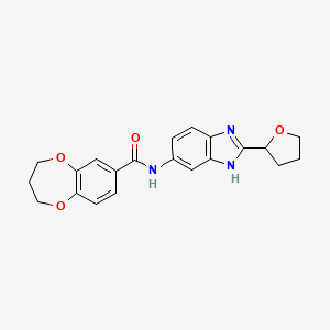 molecular formula C21H21N3O4 B4510248 N-[2-(tetrahydro-2-furanyl)-1H-benzimidazol-6-yl]-3,4-dihydro-2H-1,5-benzodioxepine-7-carboxamide 