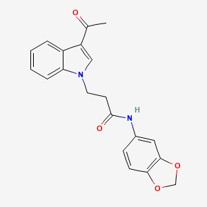 molecular formula C20H18N2O4 B4510311 3-(3-acetyl-1H-indol-1-yl)-N-1,3-benzodioxol-5-ylpropanamide 