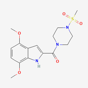 molecular formula C16H21N3O5S B4510323 4,7-dimethoxy-2-{[4-(methylsulfonyl)-1-piperazinyl]carbonyl}-1H-indole 