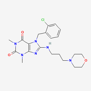 molecular formula C21H27ClN6O3 B4510345 7-(2-chlorobenzyl)-1,3-dimethyl-8-{[3-(4-morpholinyl)propyl]amino}-3,7-dihydro-1H-purine-2,6-dione 