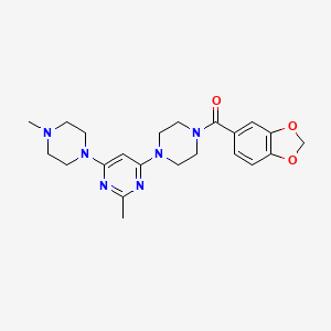 molecular formula C22H28N6O3 B4510356 4-[4-(1,3-benzodioxol-5-ylcarbonyl)-1-piperazinyl]-2-methyl-6-(4-methyl-1-piperazinyl)pyrimidine 
