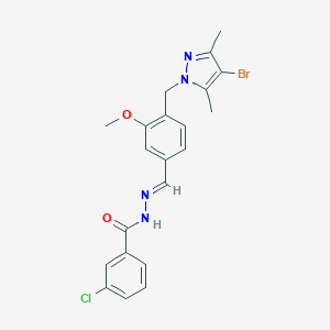 N'-{4-[(4-bromo-3,5-dimethyl-1H-pyrazol-1-yl)methyl]-3-methoxybenzylidene}-3-chlorobenzohydrazide