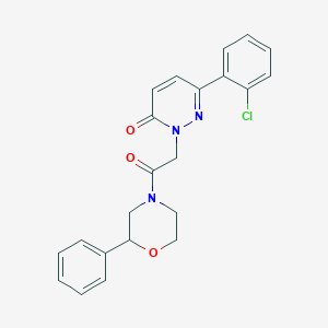 molecular formula C22H20ClN3O3 B4510408 6-(2-chlorophenyl)-2-[2-oxo-2-(2-phenyl-4-morpholinyl)ethyl]-3(2H)-pyridazinone 