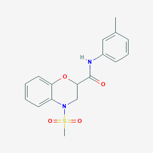 molecular formula C17H18N2O4S B4510422 N-(3-methylphenyl)-4-(methylsulfonyl)-3,4-dihydro-2H-1,4-benzoxazine-2-carboxamide 