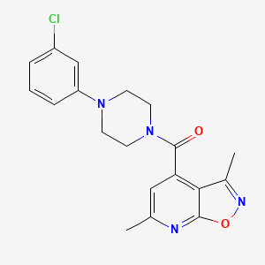 molecular formula C19H19ClN4O2 B4510486 4-{[4-(3-chlorophenyl)-1-piperazinyl]carbonyl}-3,6-dimethylisoxazolo[5,4-b]pyridine 