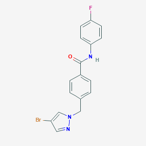 molecular formula C17H13BrFN3O B451049 4-[(4-bromo-1H-pyrazol-1-yl)methyl]-N-(4-fluorophenyl)benzamide 
