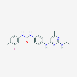 molecular formula C21H23FN6O B4510504 N-(4-{[2-(ethylamino)-6-methyl-4-pyrimidinyl]amino}phenyl)-N'-(3-fluoro-4-methylphenyl)urea 