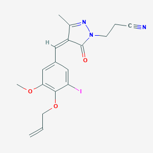 molecular formula C18H18IN3O3 B451052 3-{4-[4-(allyloxy)-3-iodo-5-methoxybenzylidene]-3-methyl-5-oxo-4,5-dihydro-1H-pyrazol-1-yl}propanenitrile 