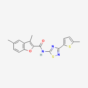 3,5-dimethyl-N-[3-(5-methyl-2-thienyl)-1,2,4-thiadiazol-5-yl]-1-benzofuran-2-carboxamide