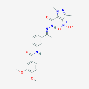 N-{3-[N-({4-nitro-1,3-dimethyl-1H-pyrazol-5-yl}carbonyl)ethanehydrazonoyl]phenyl}-3,4-dimethoxybenzamide