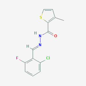 molecular formula C13H10ClFN2OS B451055 N'-(2-chloro-6-fluorobenzylidene)-3-methyl-2-thiophenecarbohydrazide 