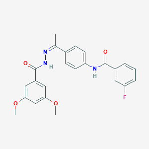 N-{4-[N-(3,5-dimethoxybenzoyl)ethanehydrazonoyl]phenyl}-3-fluorobenzamide