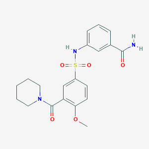 molecular formula C20H23N3O5S B4510682 3-({[4-methoxy-3-(1-piperidinylcarbonyl)phenyl]sulfonyl}amino)benzamide 