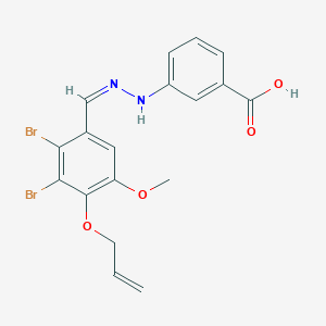 3-{(2Z)-2-[2,3-dibromo-5-methoxy-4-(prop-2-en-1-yloxy)benzylidene]hydrazinyl}benzoic acid