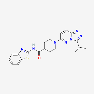 molecular formula C21H23N7OS B4510706 N-1,3-benzothiazol-2-yl-1-(3-isopropyl[1,2,4]triazolo[4,3-b]pyridazin-6-yl)-4-piperidinecarboxamide 
