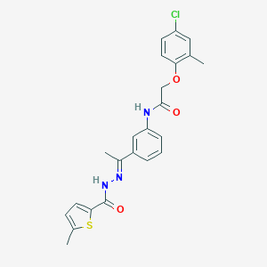 molecular formula C23H22ClN3O3S B451072 2-(4-chloro-2-methylphenoxy)-N-{3-[(1E)-1-{2-[(5-methylthiophen-2-yl)carbonyl]hydrazinylidene}ethyl]phenyl}acetamide 