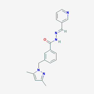molecular formula C19H19N5O B451075 3-[(3,5-dimethyl-1H-pyrazol-1-yl)methyl]-N'-(3-pyridinylmethylene)benzohydrazide 