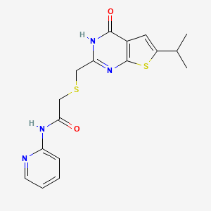 molecular formula C17H18N4O2S2 B4510818 2-{[(6-isopropyl-4-oxo-3,4-dihydrothieno[2,3-d]pyrimidin-2-yl)methyl]thio}-N-2-pyridinylacetamide 