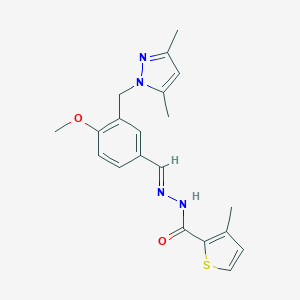 N'-[(E)-{3-[(3,5-dimethyl-1H-pyrazol-1-yl)methyl]-4-methoxyphenyl}methylidene]-3-methylthiophene-2-carbohydrazide