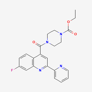 ethyl 4-{[7-fluoro-2-(2-pyridinyl)-4-quinolinyl]carbonyl}-1-piperazinecarboxylate