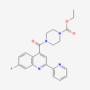 molecular formula C22H21FN4O3 B4510834 ethyl 4-{[7-fluoro-2-(2-pyridinyl)-4-quinolinyl]carbonyl}-1-piperazinecarboxylate 