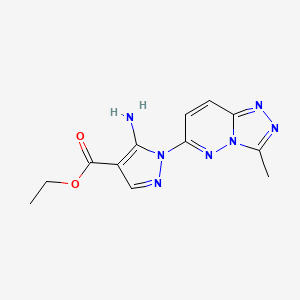 molecular formula C12H13N7O2 B4510840 ethyl 5-amino-1-(3-methyl[1,2,4]triazolo[4,3-b]pyridazin-6-yl)-1H-pyrazole-4-carboxylate 