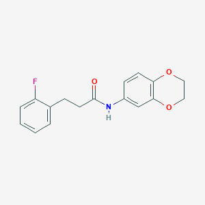 molecular formula C17H16FNO3 B4510850 N-(2,3-dihydro-1,4-benzodioxin-6-yl)-3-(2-fluorophenyl)propanamide 