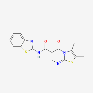 molecular formula C16H12N4O2S2 B4510857 N-1,3-benzothiazol-2-yl-2,3-dimethyl-5-oxo-5H-[1,3]thiazolo[3,2-a]pyrimidine-6-carboxamide 