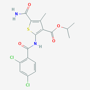 molecular formula C17H16Cl2N2O4S B451086 Isopropyl 5-(aminocarbonyl)-2-[(2,4-dichlorobenzoyl)amino]-4-methyl-3-thiophenecarboxylate 