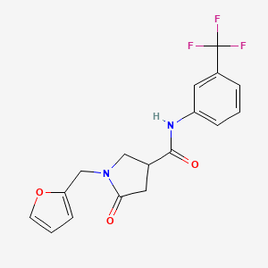 molecular formula C17H15F3N2O3 B4510910 1-(2-furylmethyl)-5-oxo-N-[3-(trifluoromethyl)phenyl]-3-pyrrolidinecarboxamide 