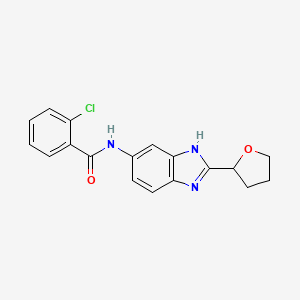 molecular formula C18H16ClN3O2 B4510945 2-chloro-N-[2-(tetrahydro-2-furanyl)-1H-benzimidazol-6-yl]benzamide 