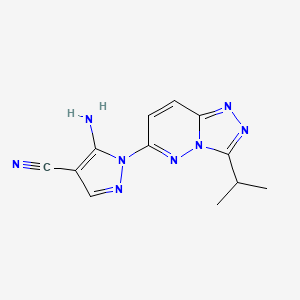 molecular formula C12H12N8 B4510965 5-amino-1-(3-isopropyl[1,2,4]triazolo[4,3-b]pyridazin-6-yl)-1H-pyrazole-4-carbonitrile 