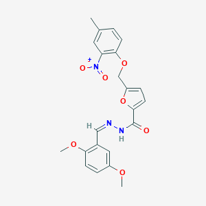 molecular formula C22H21N3O7 B451097 N'-(2,5-dimethoxybenzylidene)-5-({2-nitro-4-methylphenoxy}methyl)-2-furohydrazide 