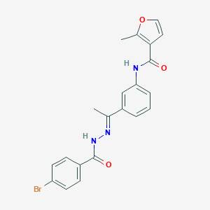 molecular formula C21H18BrN3O3 B451098 N-{3-[N-(4-bromobenzoyl)ethanehydrazonoyl]phenyl}-2-methyl-3-furamide 