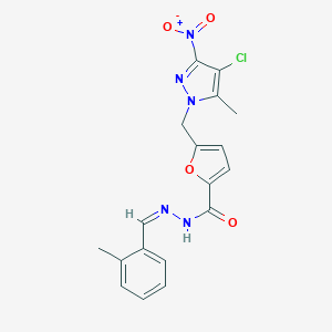 5-({4-chloro-3-nitro-5-methyl-1H-pyrazol-1-yl}methyl)-N'-(2-methylbenzylidene)-2-furohydrazide