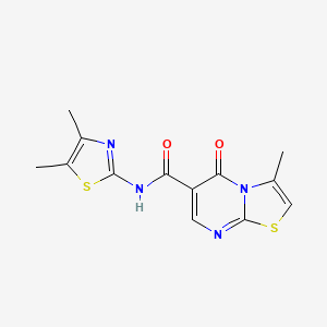 molecular formula C13H12N4O2S2 B4510999 N-(4,5-dimethyl-1,3-thiazol-2-yl)-3-methyl-5-oxo-5H-[1,3]thiazolo[3,2-a]pyrimidine-6-carboxamide 
