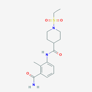 molecular formula C16H23N3O4S B4511005 N-[3-(aminocarbonyl)-2-methylphenyl]-1-(ethylsulfonyl)-4-piperidinecarboxamide 