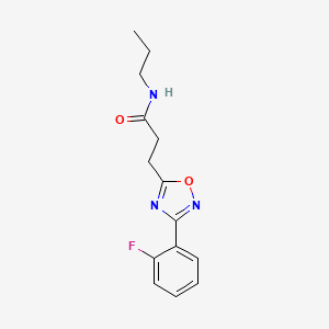 molecular formula C14H16FN3O2 B4511019 3-[3-(2-fluorophenyl)-1,2,4-oxadiazol-5-yl]-N-propylpropanamide 