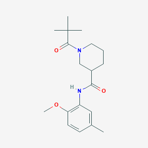 molecular formula C19H28N2O3 B4511025 1-(2,2-dimethylpropanoyl)-N-(2-methoxy-5-methylphenyl)-3-piperidinecarboxamide 