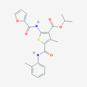 molecular formula C22H22N2O5S B451106 Isopropyl 2-(2-furoylamino)-4-methyl-5-(2-toluidinocarbonyl)thiophene-3-carboxylate 