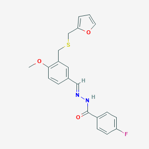 molecular formula C21H19FN2O3S B451107 4-fluoro-N'-(3-{[(2-furylmethyl)sulfanyl]methyl}-4-methoxybenzylidene)benzohydrazide 