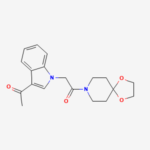 molecular formula C19H22N2O4 B4511100 1-{1-[2-(1,4-dioxa-8-azaspiro[4.5]dec-8-yl)-2-oxoethyl]-1H-indol-3-yl}ethanone 
