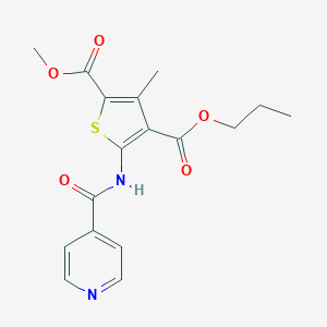 molecular formula C17H18N2O5S B451111 2-Methyl 4-propyl 5-(isonicotinoylamino)-3-methyl-2,4-thiophenedicarboxylate 