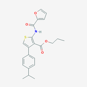 molecular formula C22H23NO4S B451112 Propyl 2-[(furan-2-ylcarbonyl)amino]-4-[4-(propan-2-yl)phenyl]thiophene-3-carboxylate 