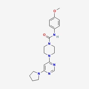 molecular formula C20H26N6O2 B4511131 N-(4-methoxyphenyl)-4-[6-(1-pyrrolidinyl)-4-pyrimidinyl]-1-piperazinecarboxamide 