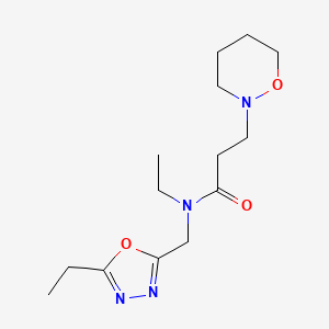molecular formula C14H24N4O3 B4511133 N-ethyl-N-[(5-ethyl-1,3,4-oxadiazol-2-yl)methyl]-3-(1,2-oxazinan-2-yl)propanamide 
