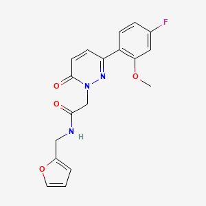 molecular formula C18H16FN3O4 B4511164 2-[3-(4-fluoro-2-methoxyphenyl)-6-oxo-1(6H)-pyridazinyl]-N-(2-furylmethyl)acetamide 
